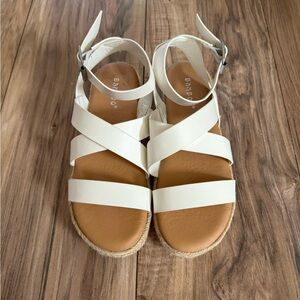 Bamboo White Platform Strappy Sandals
